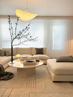 Lampadario a foglia LED in seta premium Lyra con bagliore nordico