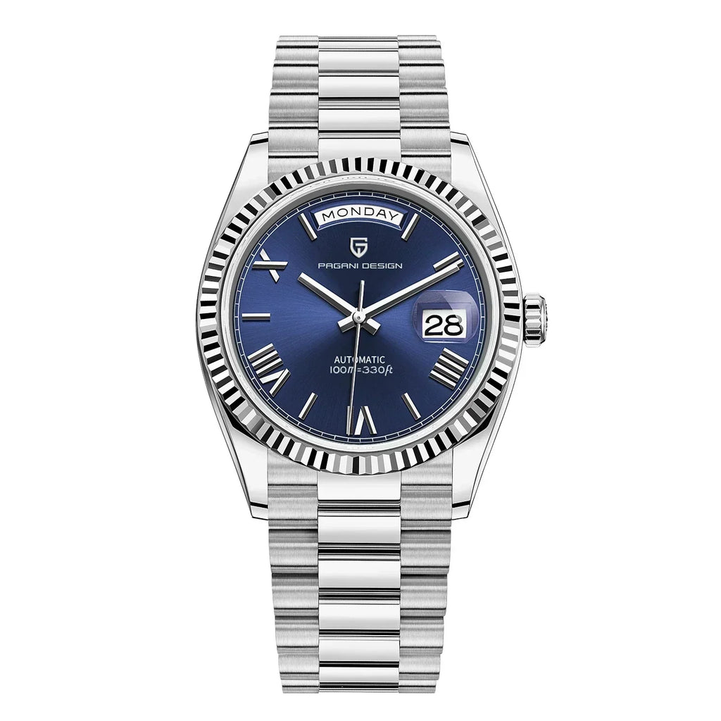 NovaVale Elite Automatic Stainless Steel Watch With Calendar