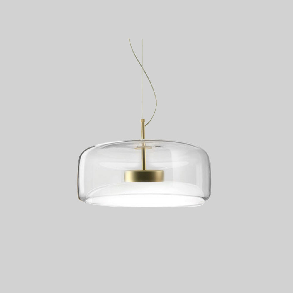 Solara Retro LED Pendant Light in Gold Metal Amber Glass