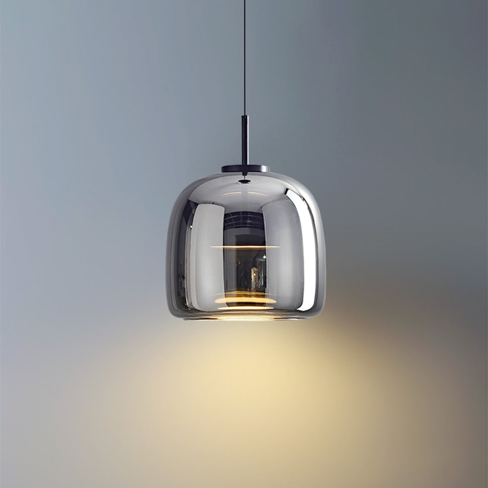 Marisol Retro LED Pendelleuchte Gold Bernstein Glas Schlafzimmer