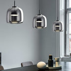 Marisol Retro LED Pendelleuchte Gold Bernstein Glas Schlafzimmer