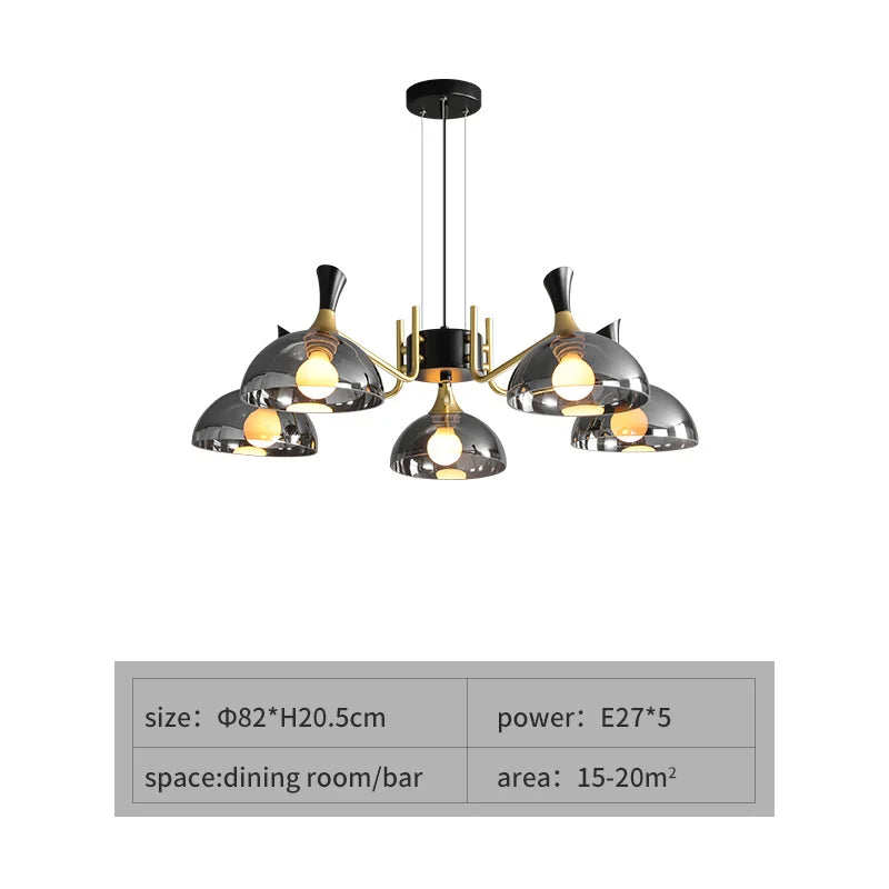 Lucentus | LED-Kronleuchter aus schwarzem Glas