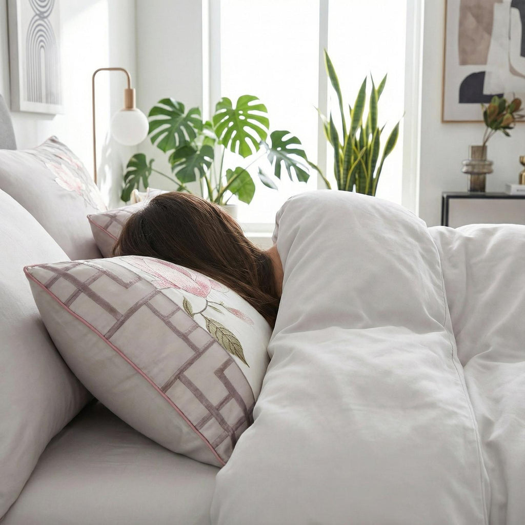 Aurelia Sengetøjssæt med Elegant Broderet Mønster