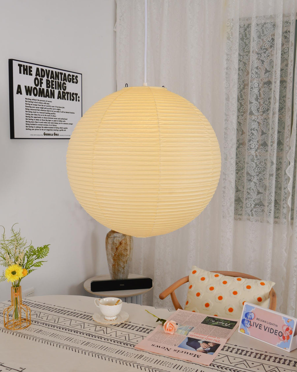Kirei Studio Pendant Light Akari Inspired Mid Century Lamp