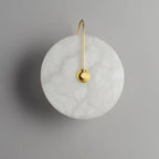 CelesteLume Alabaster LED Disc Sconce with Black Arm