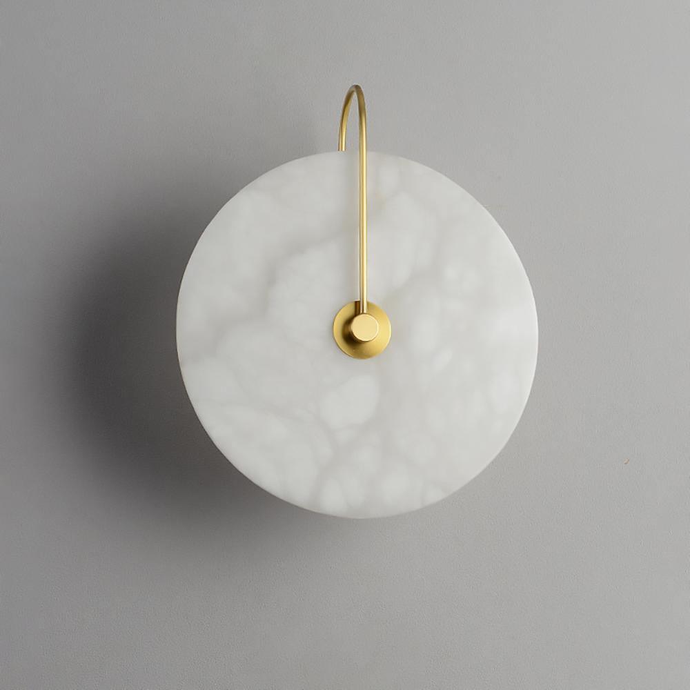 CelesteLume Alabaster LED Disc Sconce with Black Arm