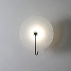 CelesteLume Alabaster LED Disc Sconce with Black Arm