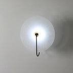 CelesteLume Alabaster LED Disc Sconce with Black Arm
