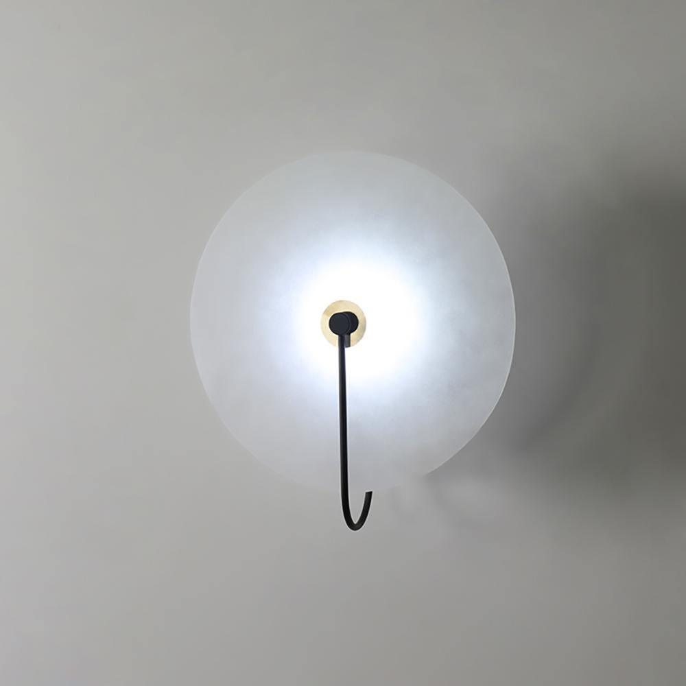 CelesteLume Alabaster LED Disc Sconce with Black Arm