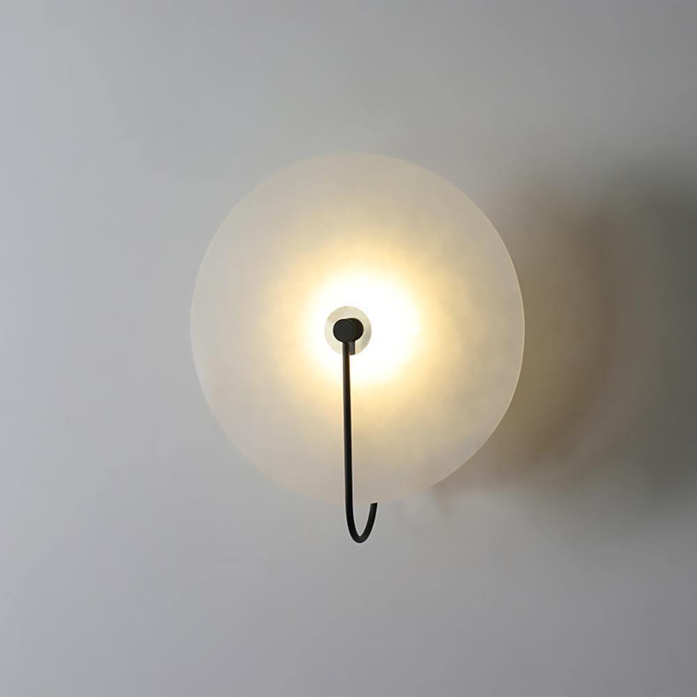 CelesteLume Alabaster LED Disc Sconce with Black Arm