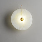 CelesteLume Alabaster LED Disc Sconce with Black Arm