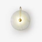 CelesteLume Alabaster LED Disc Sconce with Black Arm