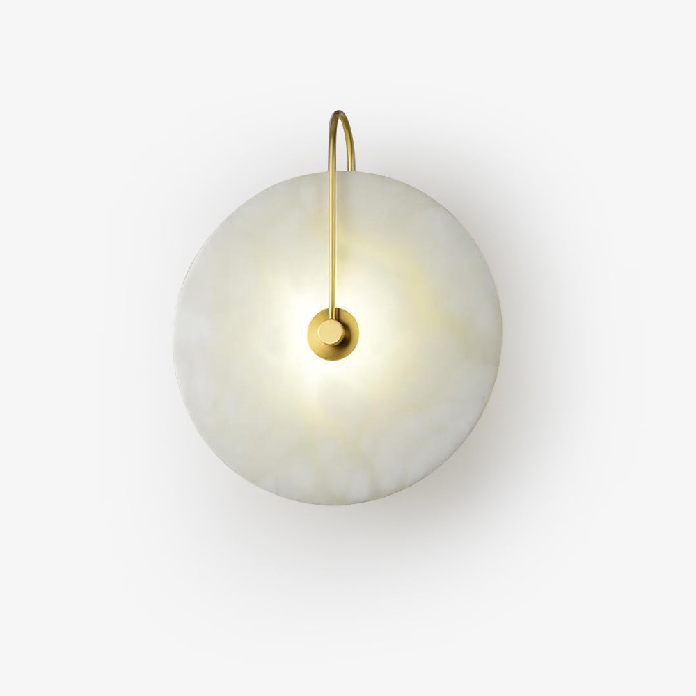 CelesteLume Alabaster LED Disc Sconce with Black Arm