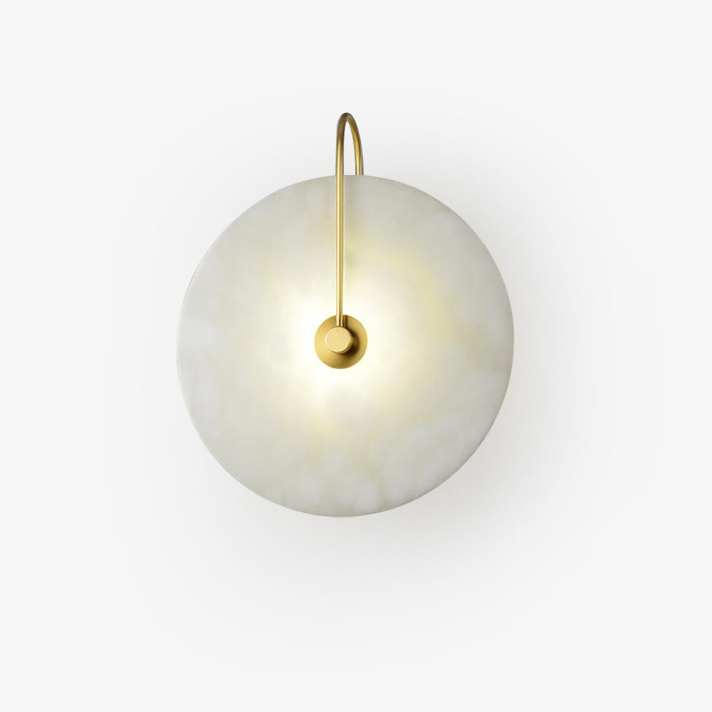 CelesteLume Alabaster LED Disc Sconce with Black Arm