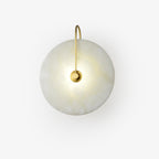 CelesteLume Alabaster LED Disc Sconce with Black Arm