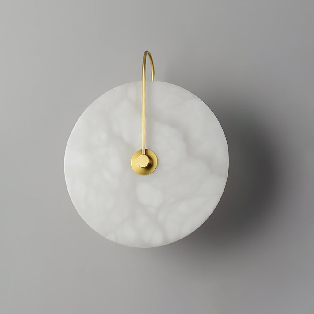 CelesteLume Alabaster LED Disc Sconce with Black Arm