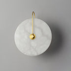 CelesteLume Alabaster LED Disc Sconce with Black Arm