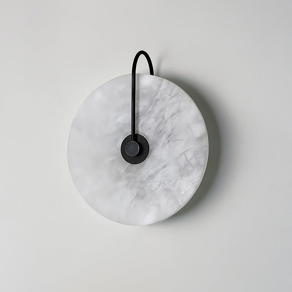 CelesteLume Alabaster LED Disc Sconce with Black Arm