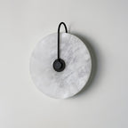 CelesteLume Alabaster LED Disc Sconce with Black Arm