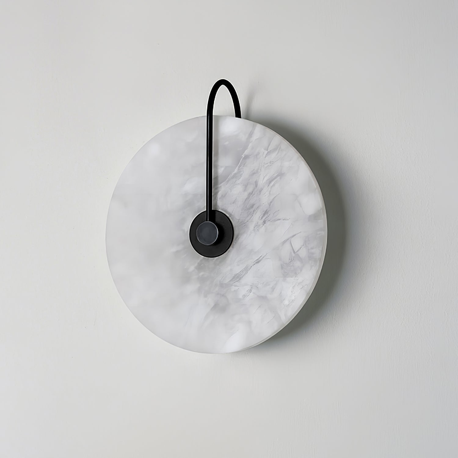 CelesteLume Alabaster LED Disc Sconce with Black Arm