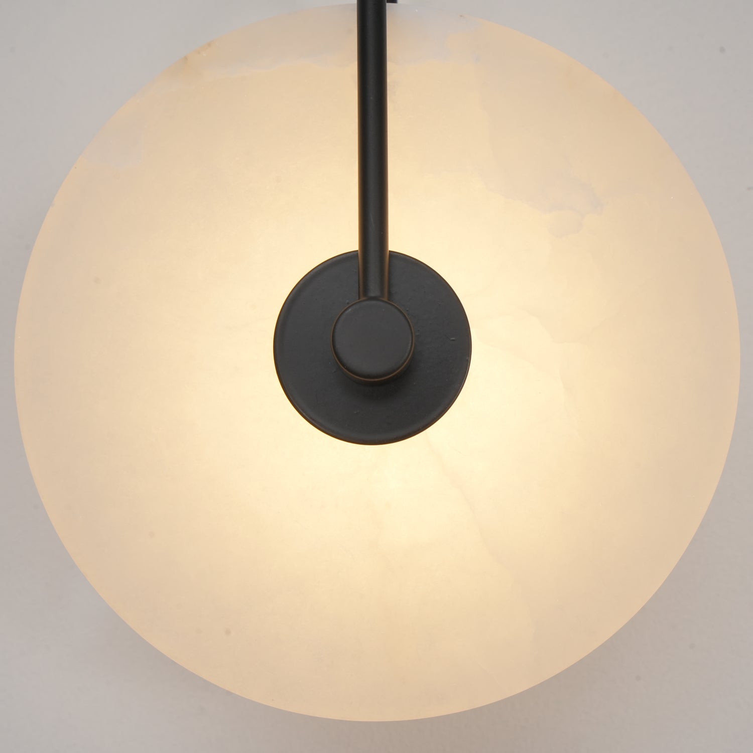 CelesteLume Alabaster LED Disc Sconce with Black Arm
