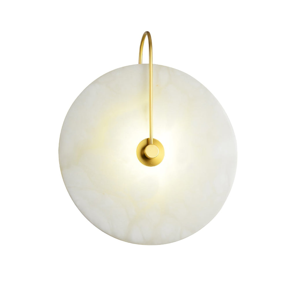 CelesteLume Alabaster LED Disc Sconce with Black Arm