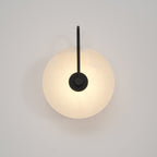 CelesteLume Alabaster LED Disc Sconce with Black Arm