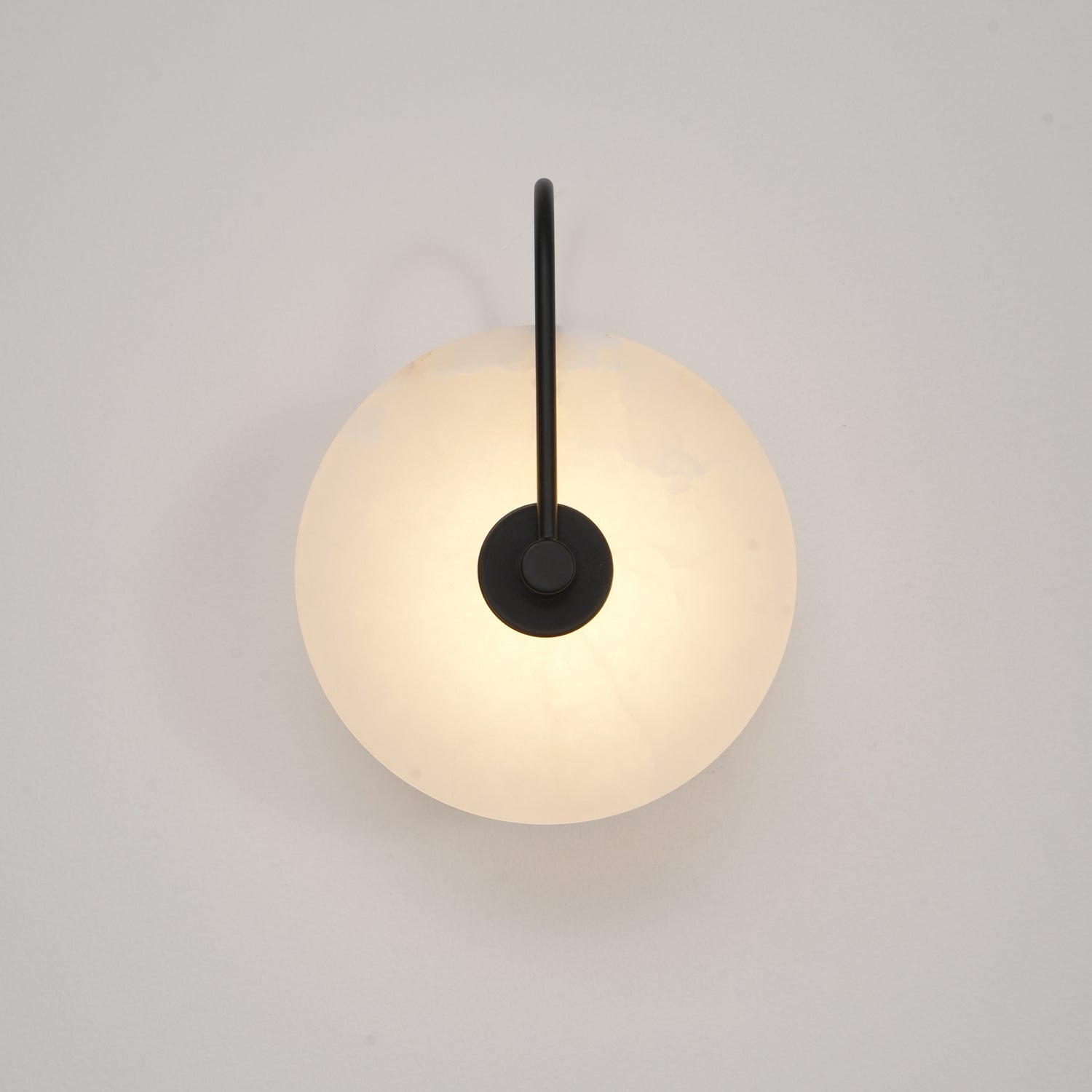 CelesteLume Alabaster LED Disc Sconce with Black Arm