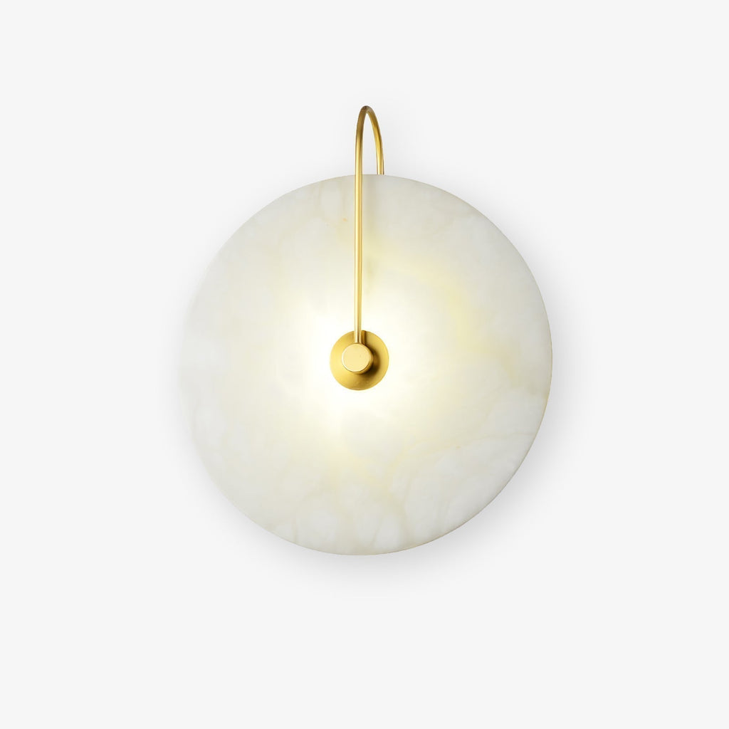 CelesteLume Alabaster LED Disc Sconce with Black Arm