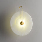 CelesteLume Alabaster LED Disc Sconce with Black Arm