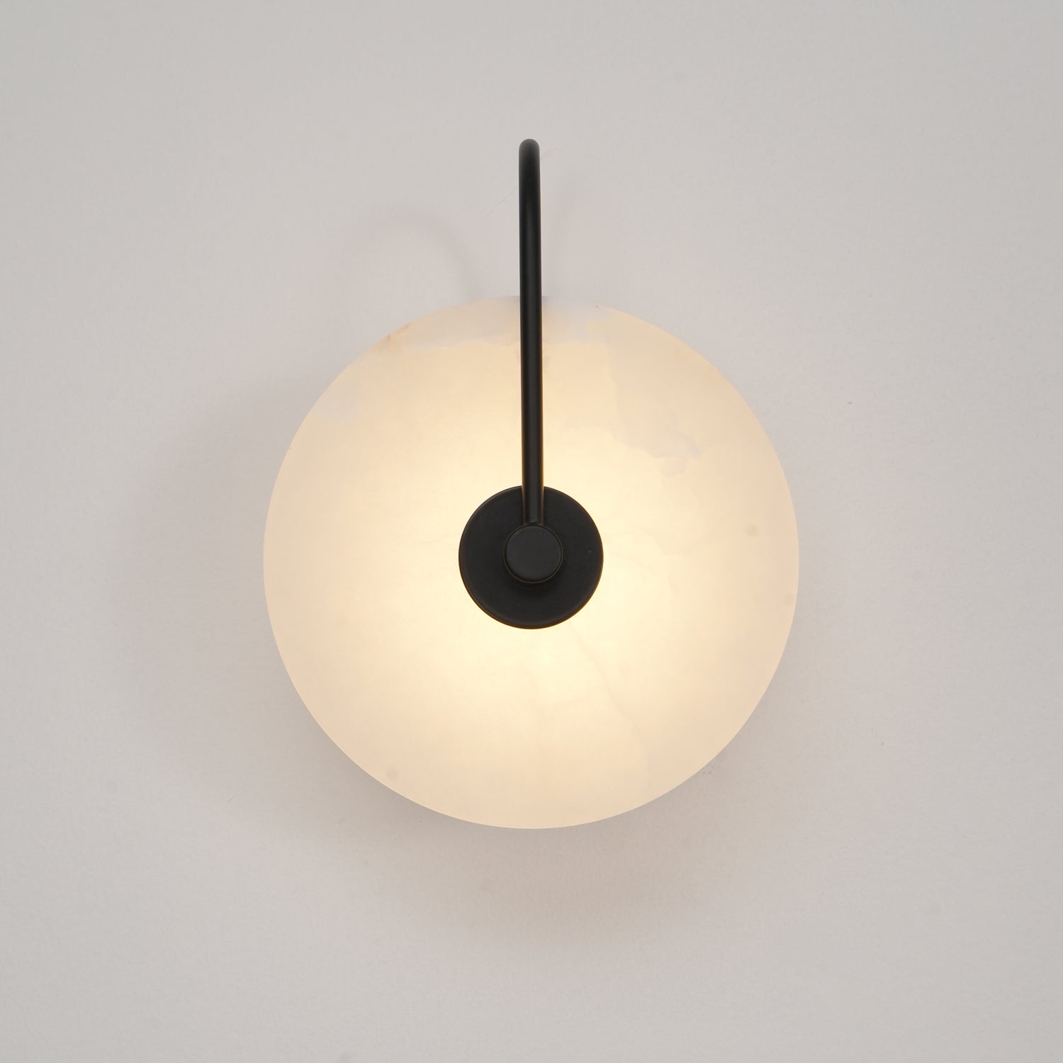 CelesteLume Alabaster LED Disc Sconce with Black Arm