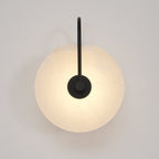 CelesteLume Alabaster LED Disc Sconce with Black Arm
