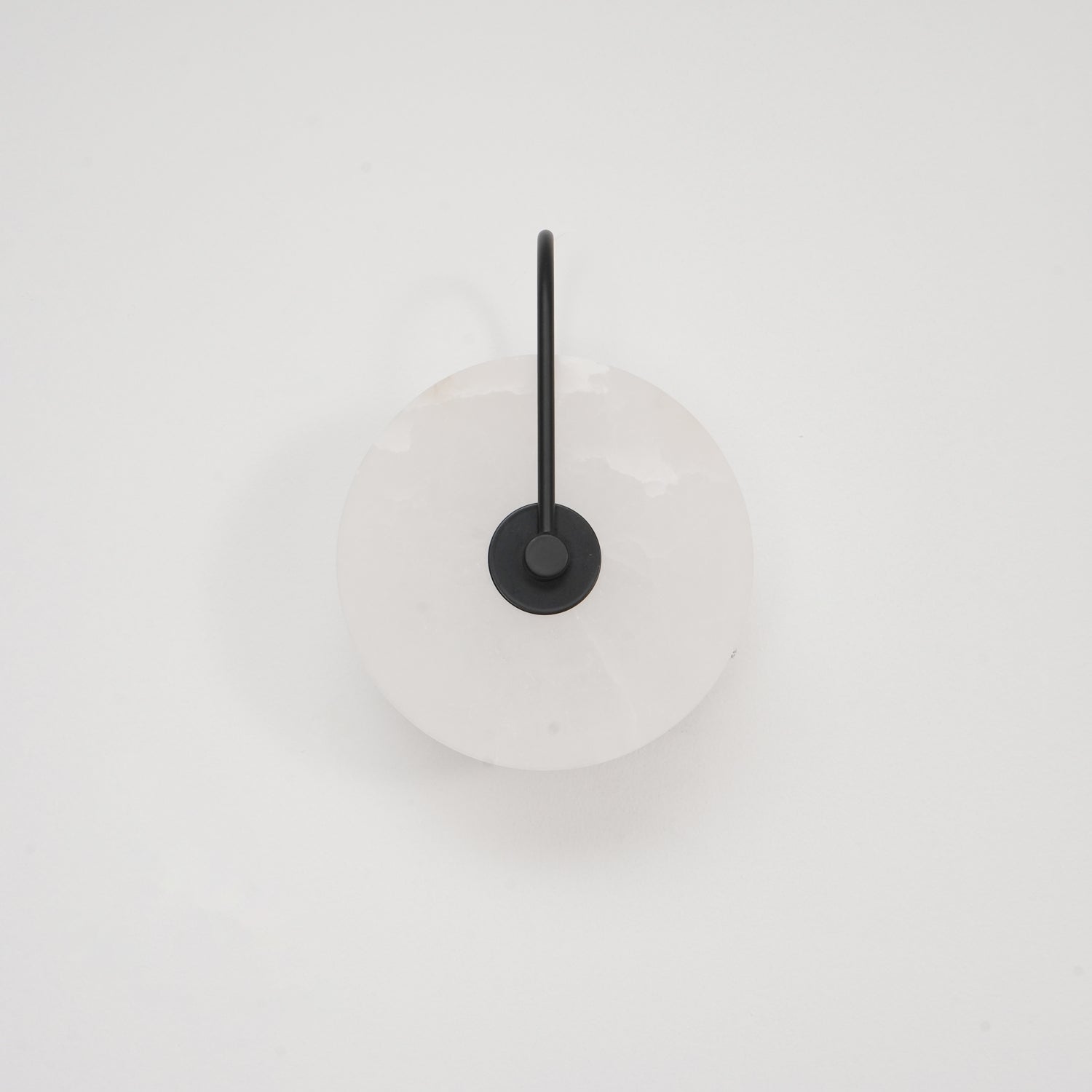 CelesteLume Alabaster LED Disc Sconce with Black Arm