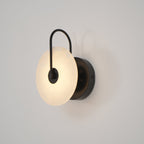 CelesteLume Alabaster LED Disc Sconce with Black Arm
