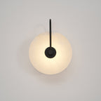 CelesteLume Alabaster LED Disc Sconce with Black Arm