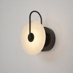 CelesteLume Alabaster LED Disc Sconce with Black Arm