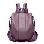 Theft-Proof Leather Backpack for Women in Vintage Style