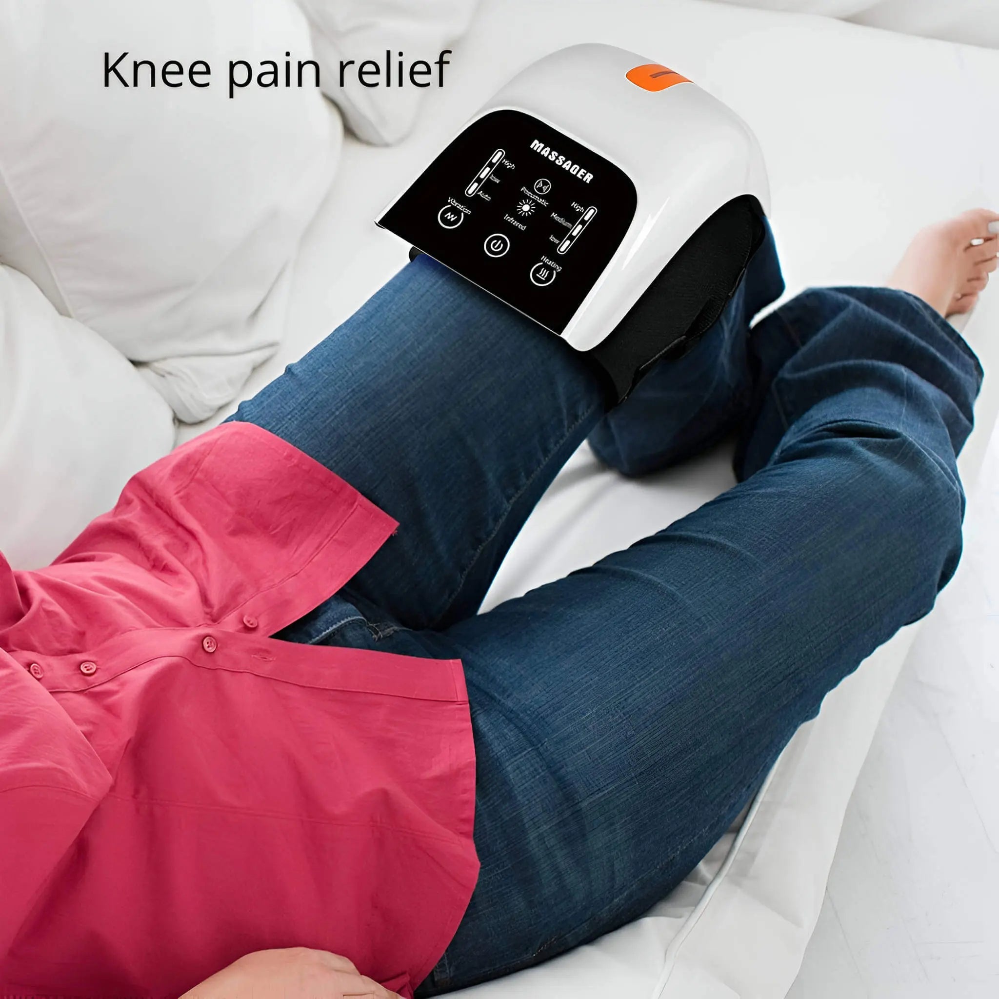 جهاز تدليك الركبة مع وسادة هوائية للعجن، علاج حراري، وضوء أحمر للاستخدام المنزلي