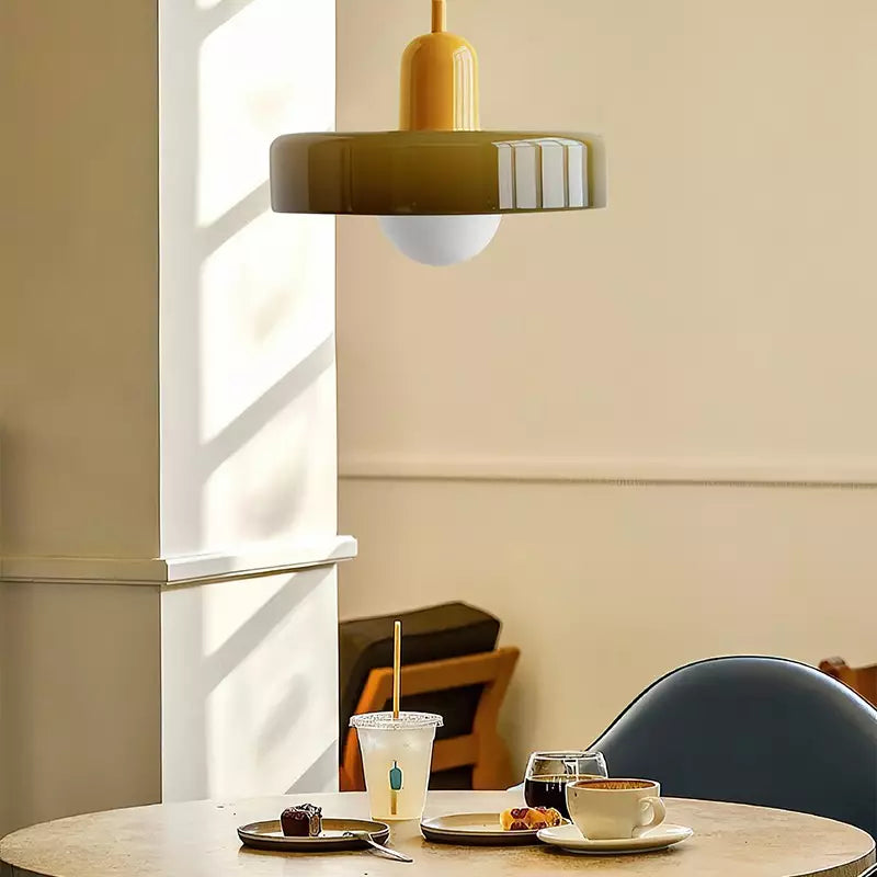 Lámpara colgante de vidrio Liora Bauhaus con ajuste de altura