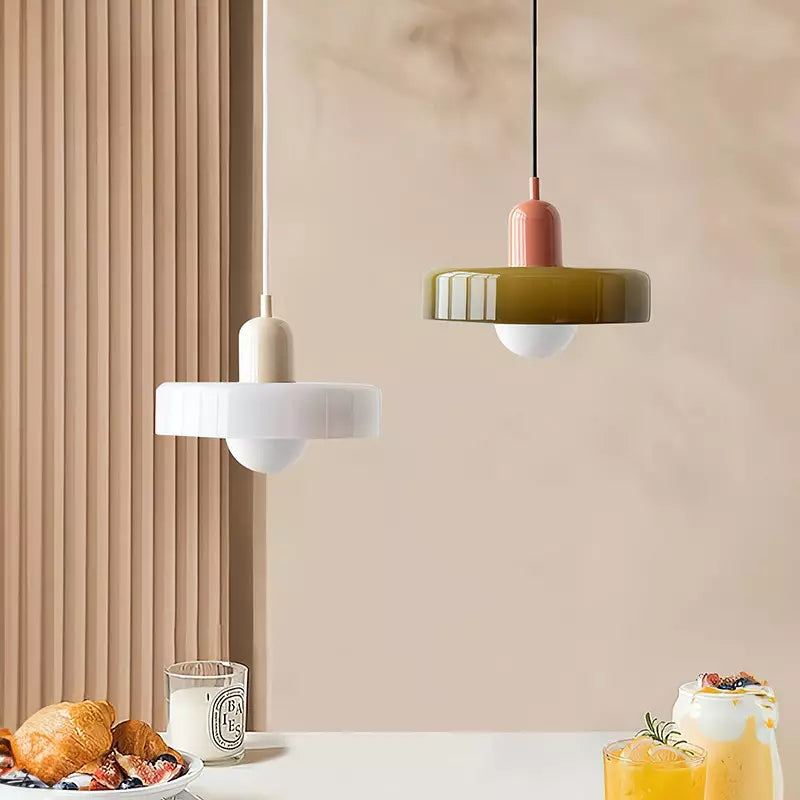 Lámpara colgante de vidrio Liora Bauhaus con ajuste de altura