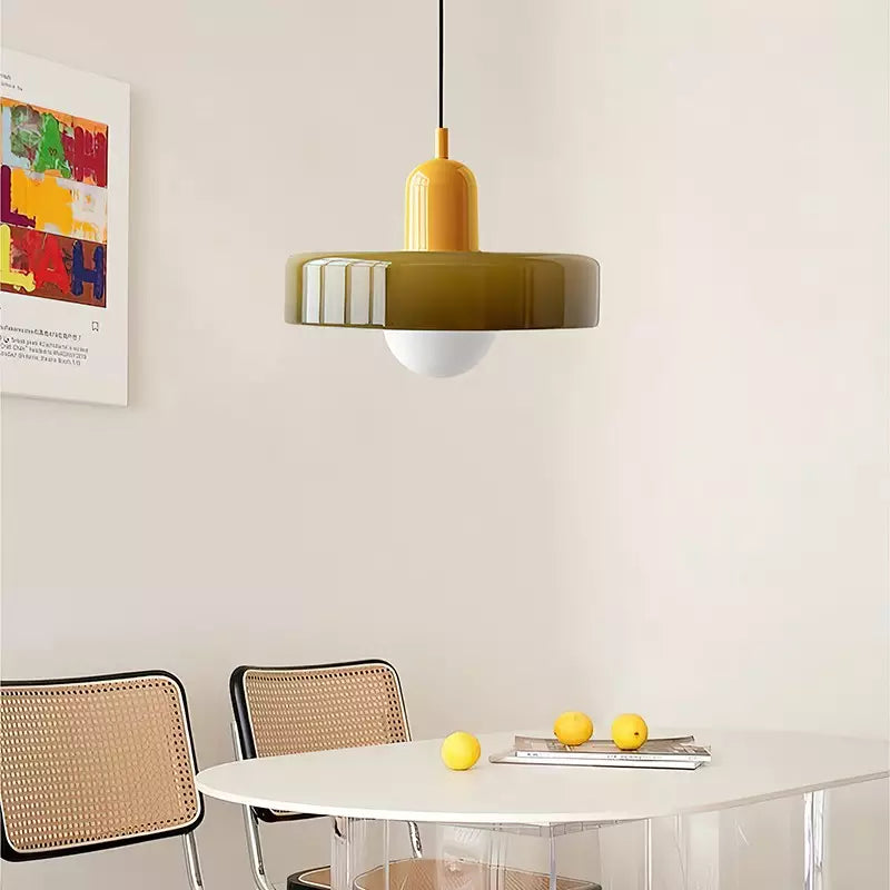 Lámpara colgante de vidrio Liora Bauhaus con ajuste de altura
