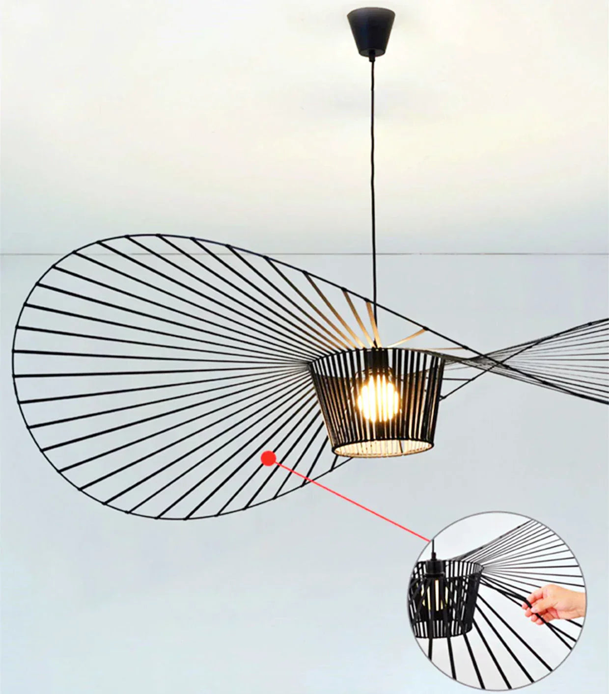 Aurelin Matte Black Hat Pendant Light Ceiling Lamp