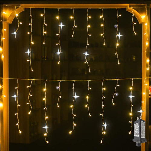 LumaWeave Beyaz LED Perde Işıkları, 4m Genişlik x 0.6m Dış Mekan Dekoru