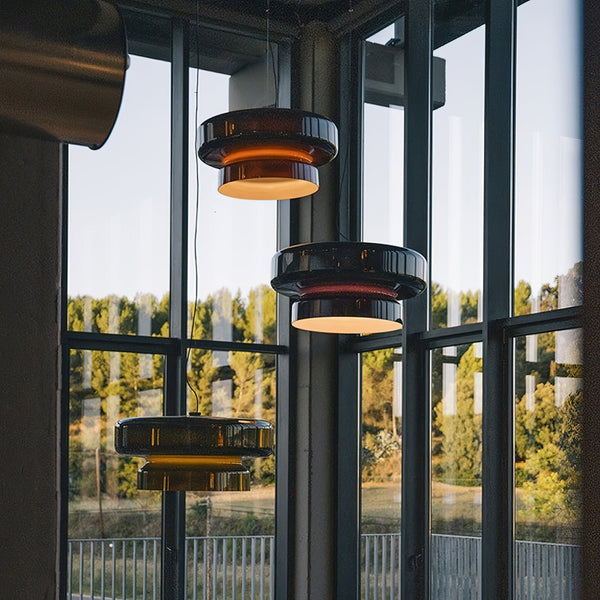 Nyara Blæst Glas Pendel Lampe med Organisk Form Design