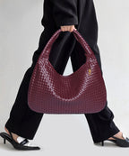 ElyraNova Bolsa Hobo de Pele Vegan Crimson com 47x32x21cm