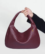 ElyraNova Bolsa Hobo de Pele Vegan Crimson com 47x32x21cm