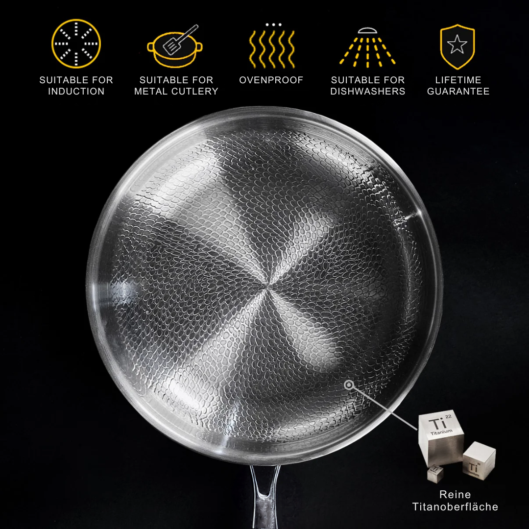 Kuali Menggoreng Nonstick Dalaman Titanium Tulen NovaTi Tiada Salutan Memasak Selamat