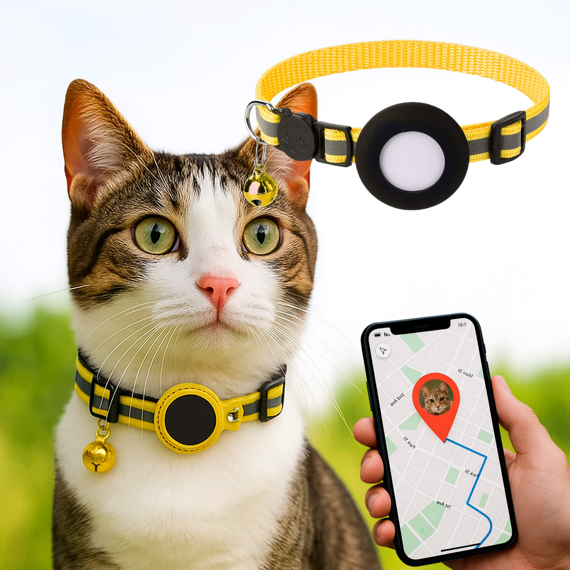 Collare GPS per Gatti Riflettente a Rilascio Rapido per Visibilità