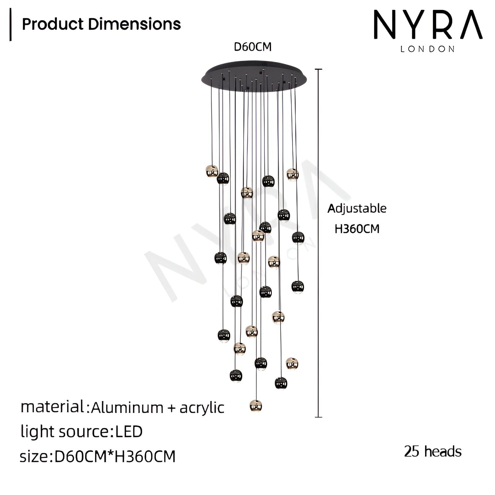 Avella Dråbeformet Glas Lysekrone