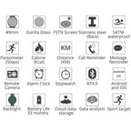 KairoPulse Pro Jam Tangan Pintar Penjejak Aktiviti 24 Jam dengan Pedometer dan Pemasa